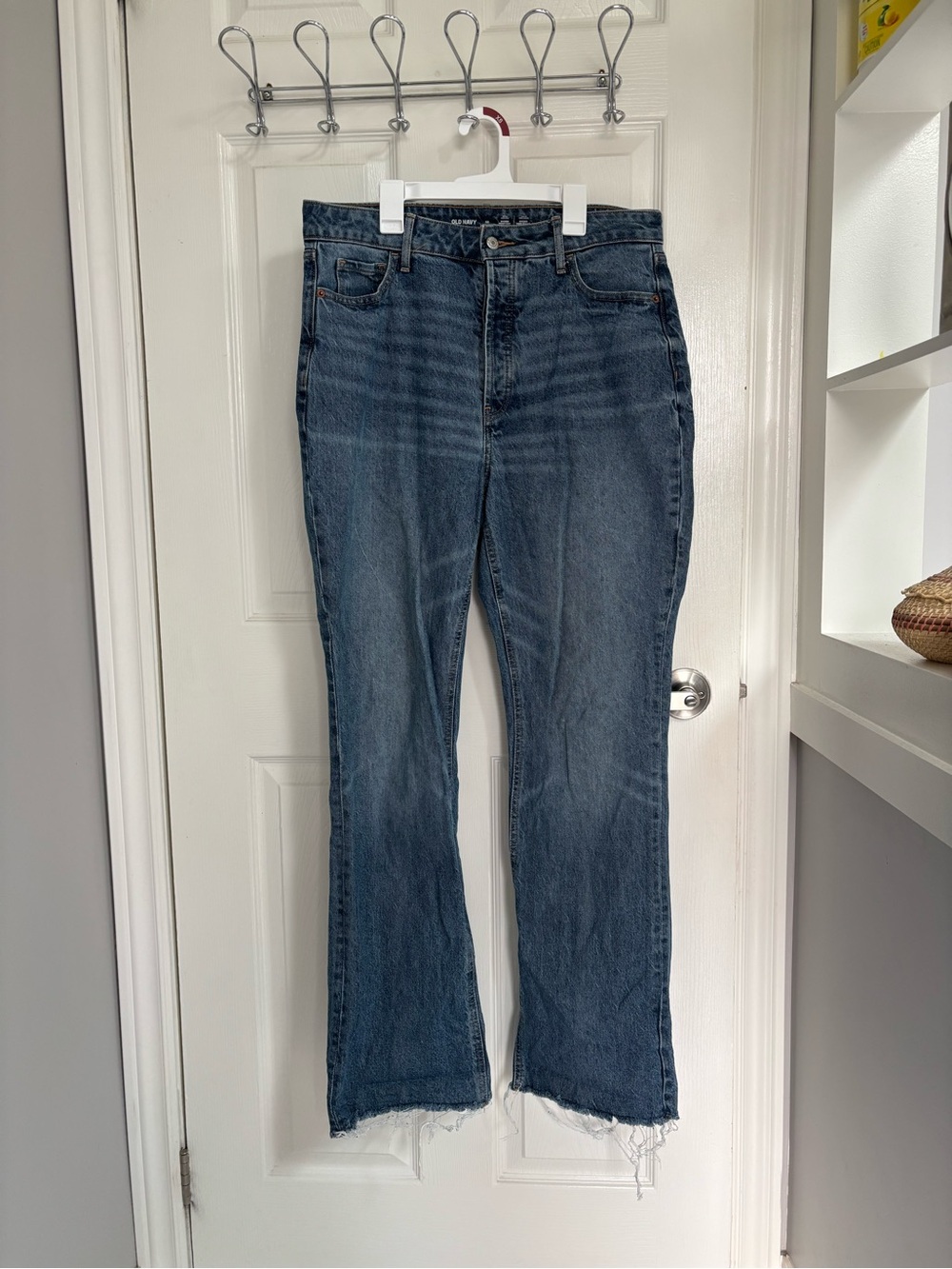Old Navy Dark Blue Flare Jeans with Raw Hem